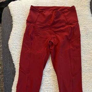Red Lululemon Leggings with pockets